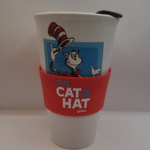 Dr Seuss 2022 The Cat in the Hat Ceramic Tumbler, Lid and insulated holder - Picture 3 of 5